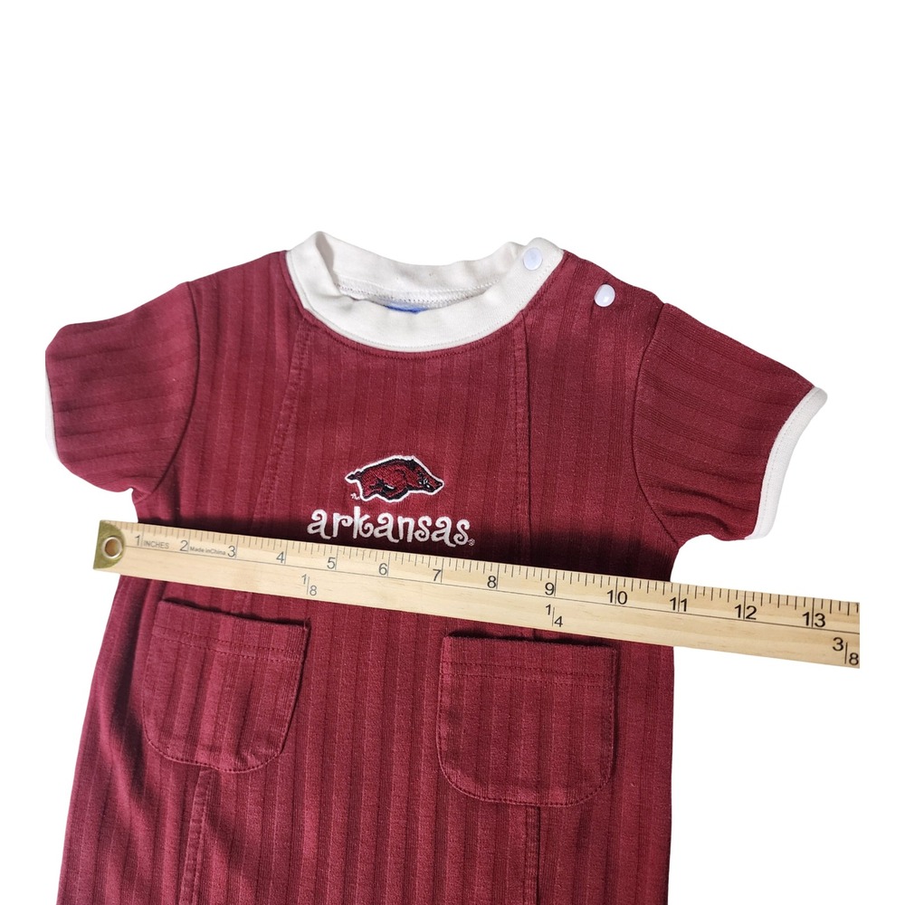 Arkansas Razorbacks Baby Ribbed Ringer Romper Red Short Sleeve 6-9 Months - Picture 4 of 6